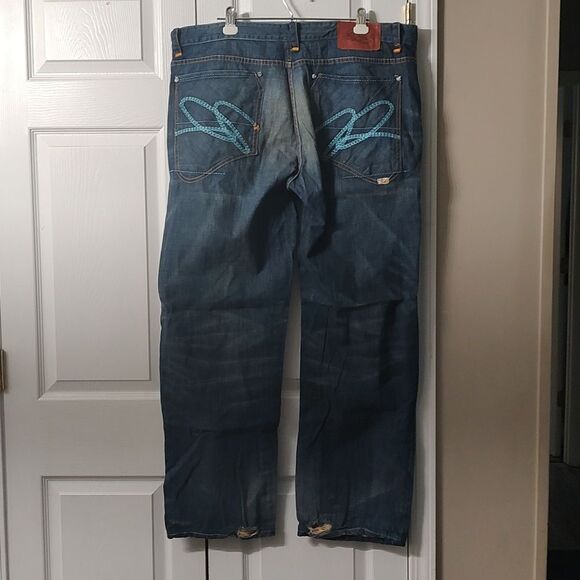 Parish button fly Health Wealth Wisdom distressed jeans  Sz 42  NWOT - Picture 7 of 14